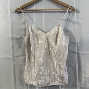 Vintage 70s DEENA 36 Lingerie Lace Trim CAMISOLE Cami Pale Gray Shirt Sexy USA